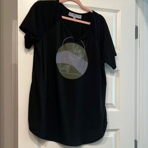 Black and Green Short Sleeve Graphic Tee